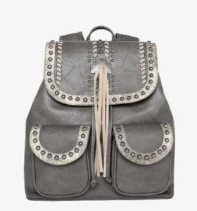Backpack-Cross With Tassel-Gray