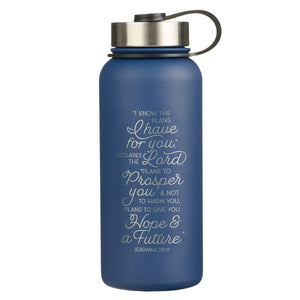 Water Bottle-I Know the Plans Jer. 29:11-Blue (Stainless)