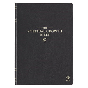 NLT Spiritual Growth Bible-Black Full-Grain Leather