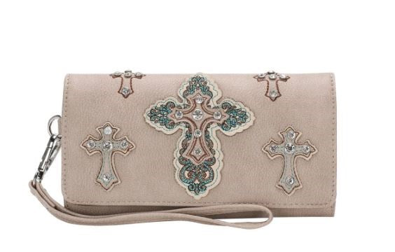 Wallet-Embroidered Multiple Cross-Tan