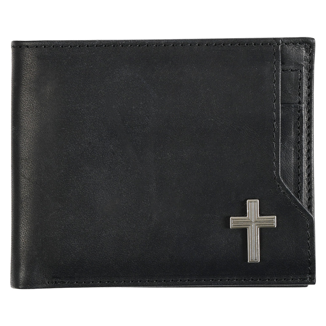 Wallet-Genuine Leather-Cross Badge-Black