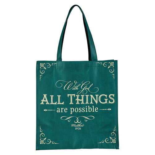 Tote Bag-With God All Things Are Possible-Green