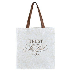 Tote Bag-Trust In The Lord-White/Brown