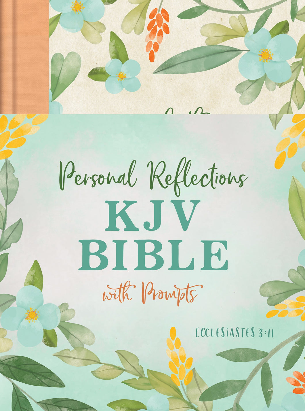 KJV Personal Reflections Bible with Prompts (Ecclesiastes 3:11)-Peach Floral Hardcover