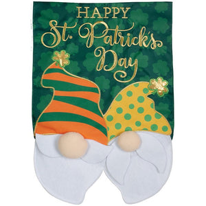 Flag-Garden-Applique-Happy St. Patricks Day Gnomes (12.5" x 18")