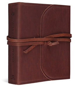 ESV Journaling Study Bible-Brown Natural Leather With Flap & Strap