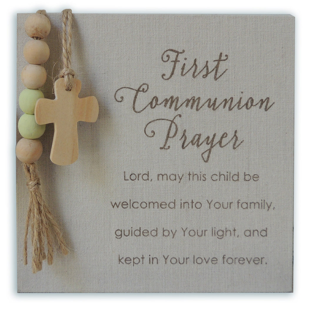 Prayer Plaque w/Beads-First Communion