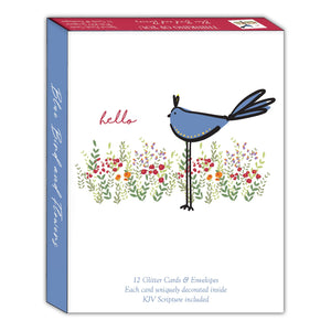 Card-Boxed-Shared Blessings-Thinking Of You-Blue Bird And Flowers (Box Of 12)