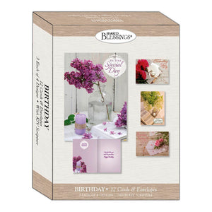 Card-Boxed-Shared Blessings-Birthday-Floral Moments (Box Of 12)