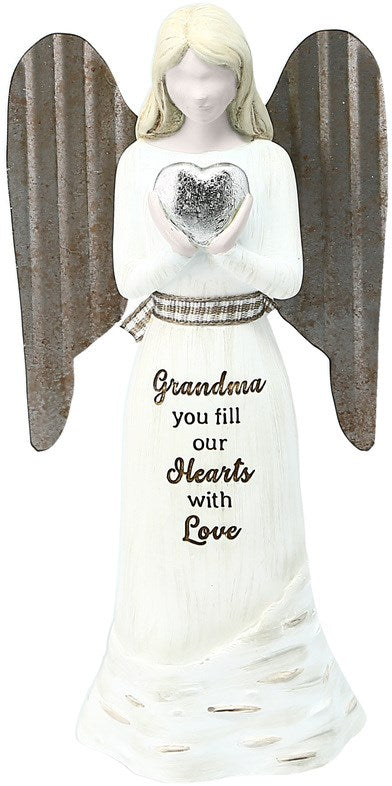 Figurine-Grandma You Fill Our Hearts With Love-Angel Holding Heart-5