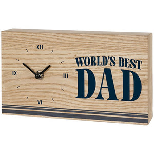 Desk Clock-Worlds Best Dad (9" x 5" x 1.5")