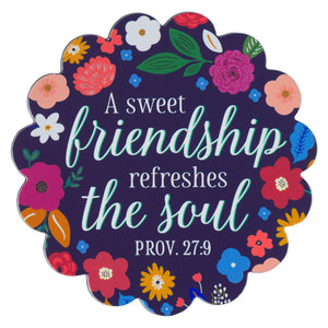 Magnet-Blue Floral Sweet Friendship Prov. 27:9