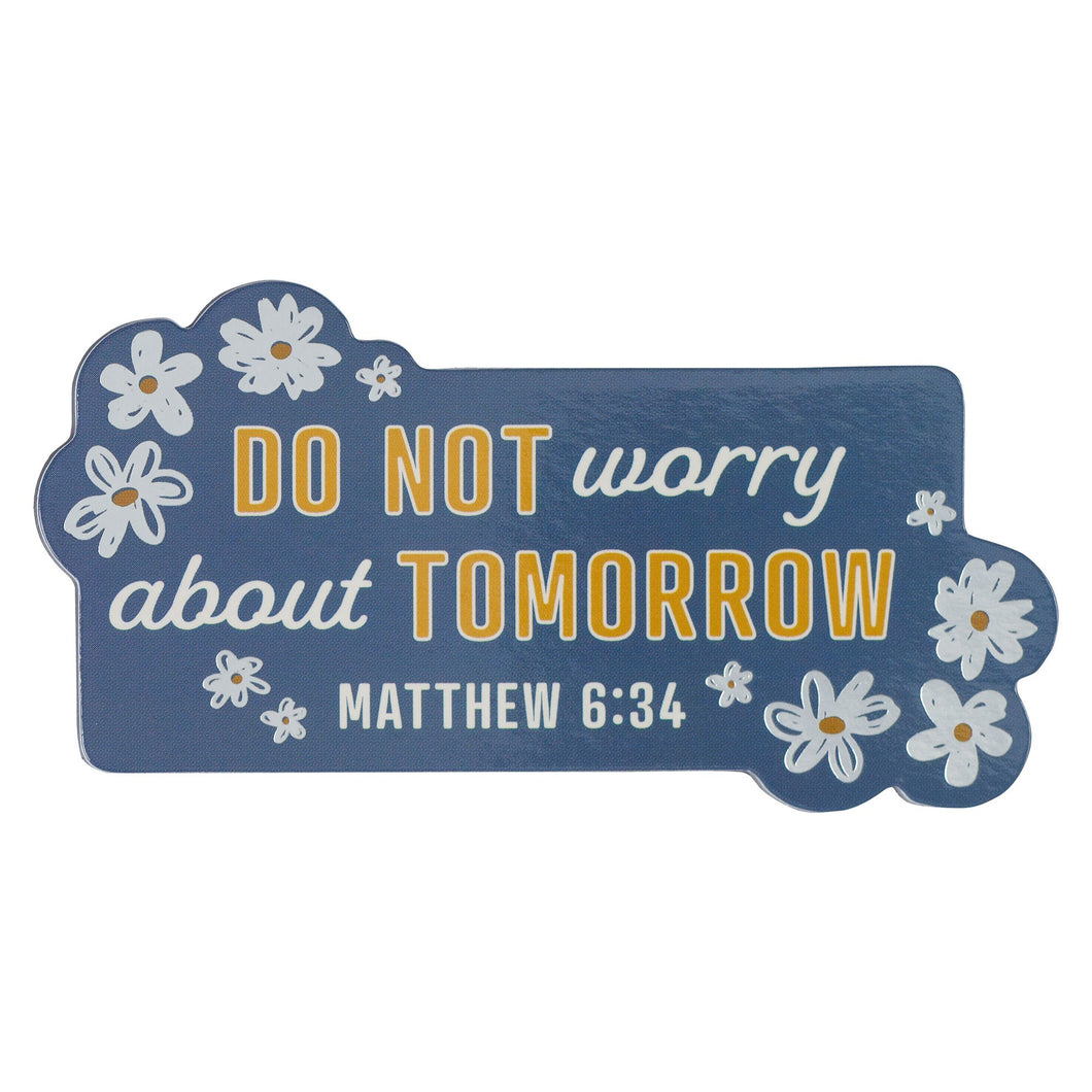 Magnet-Blue Floral Do Not Worry Matt. 6:34